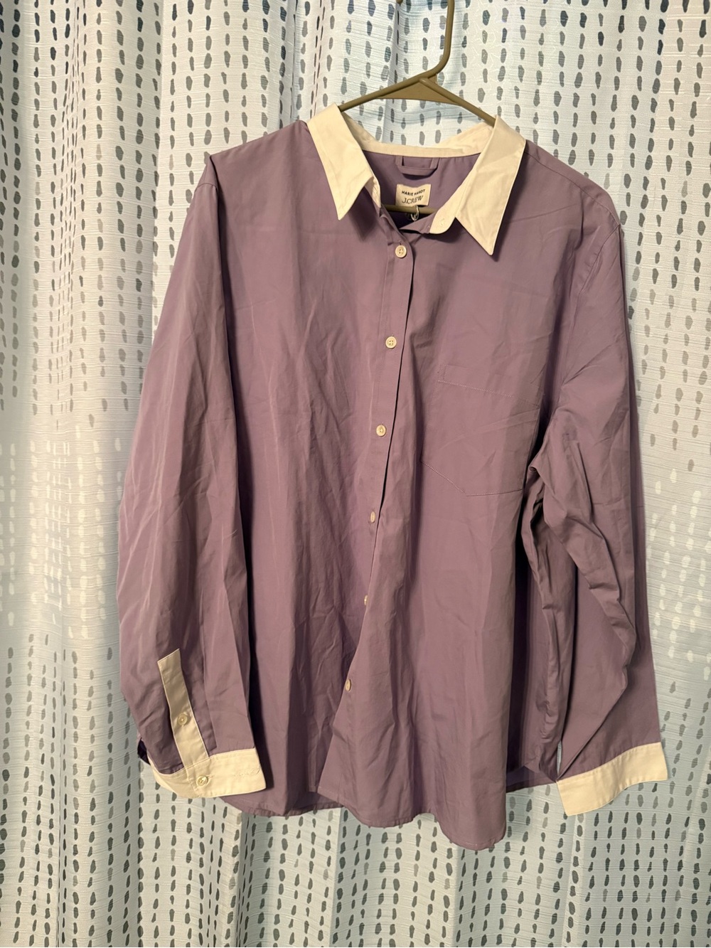 J. Crew (NWT) Women’s Lavender Button-Up Shirt with White Contrast Collar & Cuff